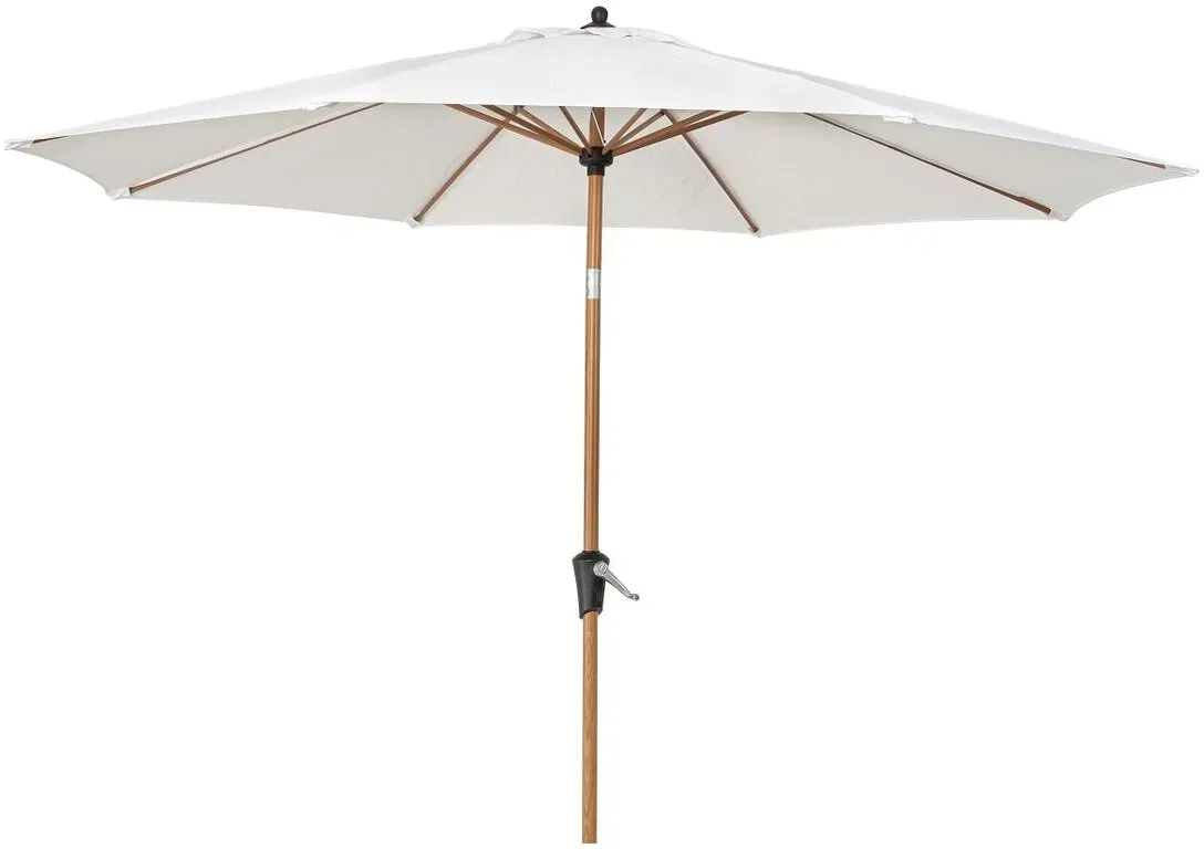 Sonnenschirm Palinuro Metall, modern neigbar, rund Ø 300 cm, weiß Natur, winddichter Kamin