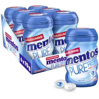 Mentos Kaugummi Pure Fresh Mint, 6 Boxen zuckerfreie Chewing Gum Dragees mit Pfefferminz-Geschmack & flüssiger Füllung, Multipack (6 x 35 Stück)