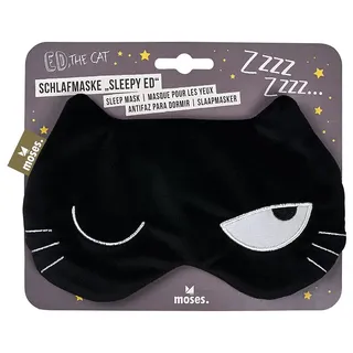 Moses Ed, the Cat Schlafmaske Sleepy Ed – Kuschelweiche Schlafmaske aus Jersey, Mit breitem und elastischem Band
