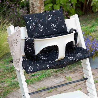 Seat Cushion Set Romantic Leaves Black