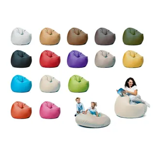 sunnypillow Sitzsack mit Styropor Füllung 125 cm Durchmesser 2-in-1 Funktionen zum Sitzen und Liegen Outdoor & Indoor für Kinder & Erwachsene viele Farben und Größen zur Auswahl Cremefarben