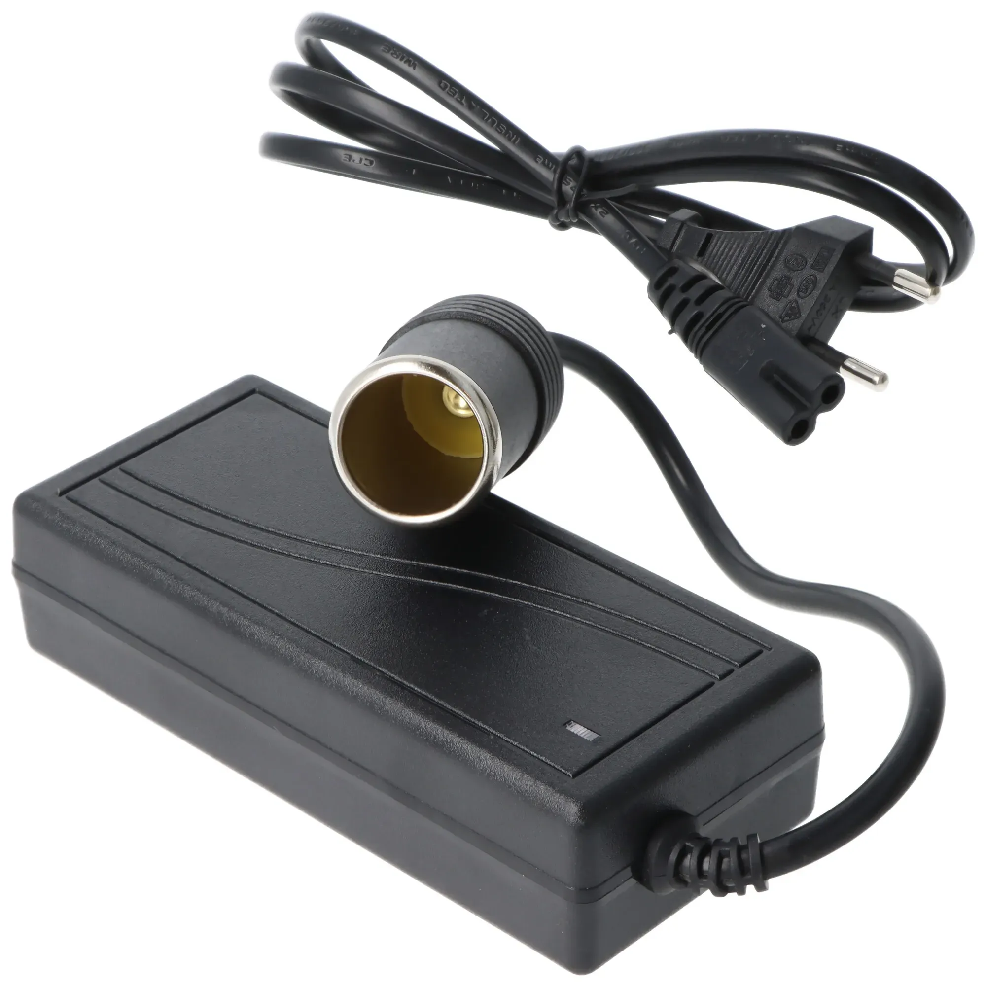 Spannungswandler passend für 12 Volt Kühlboxen, 100-240V AC auf 12V DC mit Zigarettenanzünder-Stecker