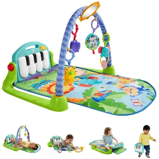 Fisher-Price Rainforest Piano-Gym, mitwachsende Spieldecke für Neugeborene und Kleinkinder mit Spielzeug, Spielen im Bauchlage, deutsche Version, ab Geburt, HBB73