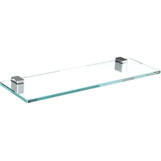 bijon Glasregal Glasablage Wandregal Glas Bad-Regal Glas Badezimmer Regal Badablage Ablageregal - 8mm Hartglas, 50 x 15 cm, Klarglas + Halterung H - Edelstahl Optik