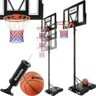 tectake® Basketballkorb Outdoor, verstellbare Korbhöhe 230 - 305 cm, mit Rollen, inklusive Ball und Pumpe