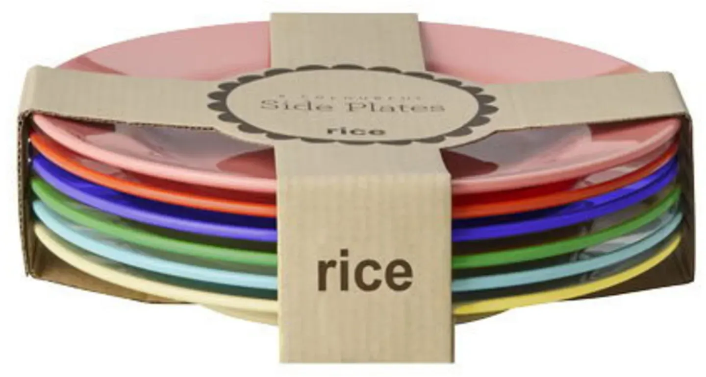 RICE Melamin Kuchenteller Beilagenteller Set (6 Stück), Ø 20 cm