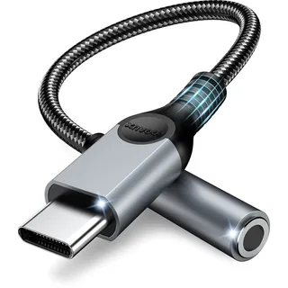 ZOOAUX USB Typ C auf 3,5 mm Kopfhöreranschluss-Adapter, Audio-USB-C-auf-Aux-Kabel für Pixel 4, 3, 2 XL, Samsung Galaxy S22, S21, S20+, Note 20, S10, S9+ und mehr, Encore, Grau