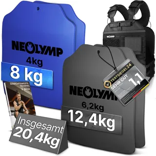 NEOLYMP Gewichtsweste – Unisex Weighted Vest – Plattenträger Weste mit Tasche – Kein Verrutschen – Atmungsaktiv & Verstellbar – Calisthenics Equipment – Weight Vest (Gewichtsweste | 20 KG)