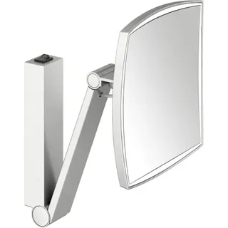 Keuco iLook_move Kosmetikspiegel 17613219004 eckig, 5-fache Vergrößerung, beleuchtet, mit Wippschalter, Wandmodell, Edelstahl-Finish