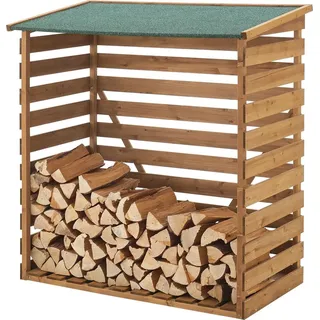 [en.casa] Brennholzunterstand Tannenholz 123 x 116 x 64 cm Natur