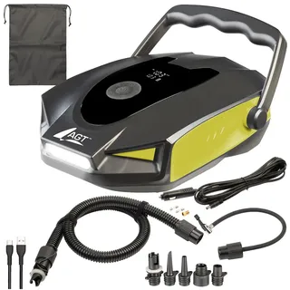 AGT SUP Pumpe: 2in1-Akku-Kompressor- & Schlauchboot-Pumpe, 50 psi /3,4 bar, 12V / USB (SUP Akku, Kompressor, Elektrische)