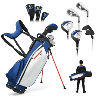 LIFEZEAL Komplettes Golf-Set für Herren, Tragbares Golfschläger-Set für Rechtshänder, Stativtasche mit 7 Fächern, Putter, 3 Holz: Driver #1, Fairway #3, Hybrid #4, 5 Eisen: #6, #7, #8, #9, Pitching