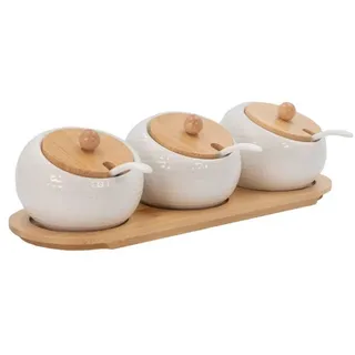 Intirilife 3er Set Porzellan Dosenset mit Deckel und Löffel - Gr.: onesize