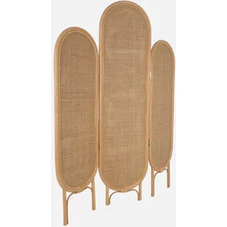 sweeek Faltbarer Raumteiler aus Rattan und Geflecht, Naturholz, Vintage - Kaolin