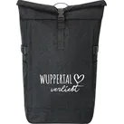 Huuraa Kurierrucksack Wuppertal verliebt 30-44 Liter Black Melange Fairtrade Rolltop Rucksack Geschenkidee - Schwarz