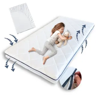 Kindermatratze AERO PLUS mit Ventilationsstreifen 60x120 70x140 80x160 80x180 90x200, Kids Collective, 10 cm hoch, Babymatratze Matratze für Babybett oder Kinderbett 140x70 70 cm x 140 cm x 10 cm