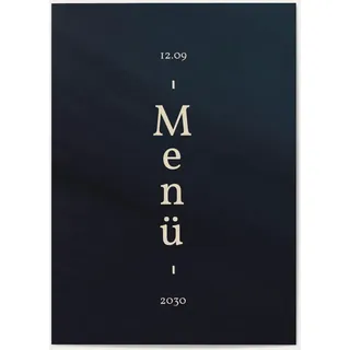 Hochzeit Menükarten selbst gestalten - Typografie - Blau | Wunderkarten.de