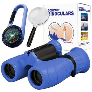 Mutig Outdoor-Spielzeug Fernglas für Kinder 8x21 mit Lupe & Kompass, Set Spielzeug für Junge und Mädchen ab 3 Jahre blau
