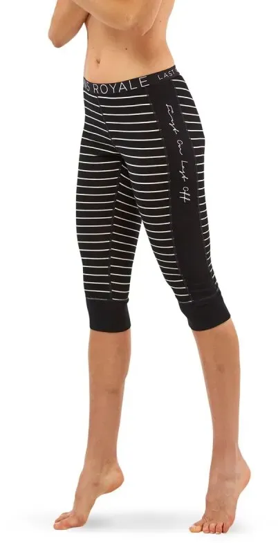 Mons Royale Women's Alagna 3/4 Legging black/thin stripe XS