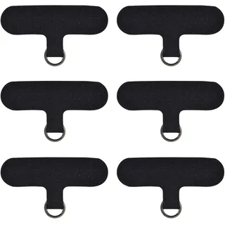 Naapesi Universal Phone Tether Tab, 6 Stück Handy Lanyard Pads, Handykette Patch, Lanyard Adapter Polyester Material Phone Lanyard Patches für Fallschutz, für die Meisten Smartphones (Schwarz)
