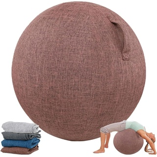 Homnova Sitzball Abdeckung, 55 cm / 65 cm / 75 cm Baumwolle + Leinen Schutz Yoga Ball Abdeckung Faltbar Sitzbälle Stoff Bezug Für Fitnessball Pilates Yogaball,Braun,65cm