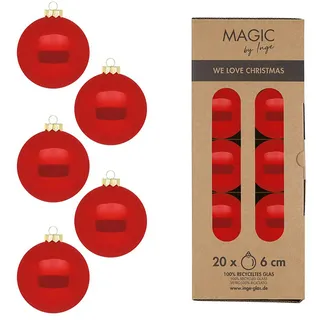 Inge‘s Christmas Decor Weihnachtskugeln Glas 6cm matt - glänzend Christbaumkugeln Weihnachtsbaumkugeln Weihnachten Christbaumschmuck Weihnachtsbaumschmuck Rot