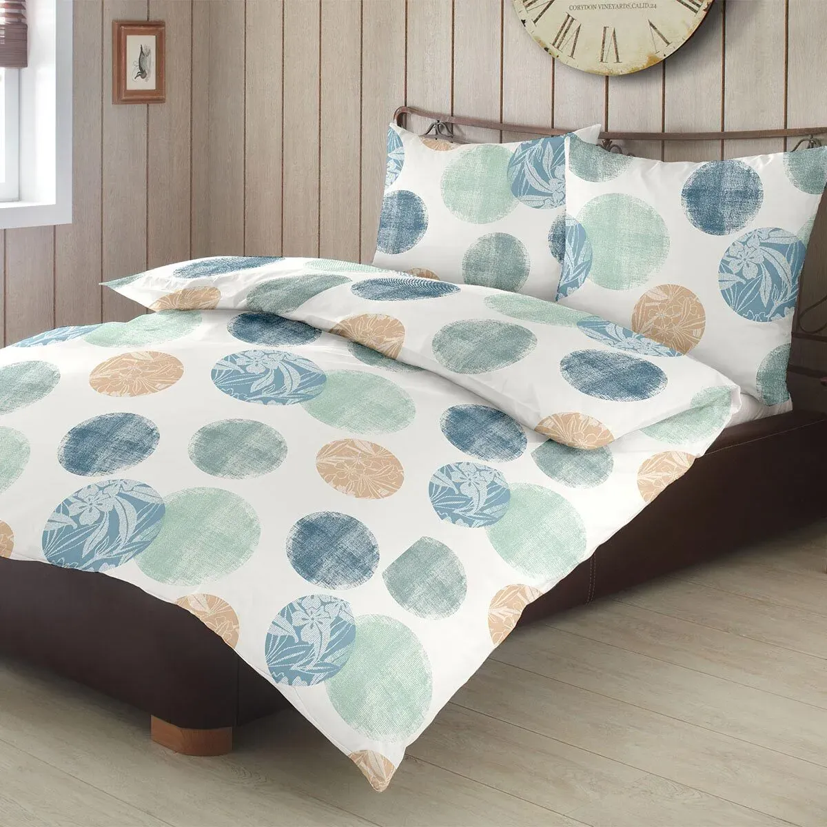 Traumschlaf Bettwäsche Punkte natur 135x200 cm + 80x80 cm - beige;grün;blau