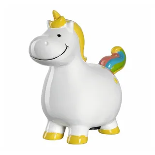 LEONARDO Bambini Einhorn Spardose, Keramik Sparschwein mit Schlüssel, Geschenk für Kinder, Jungen Mädchen, 14 cm, weiß bunt,