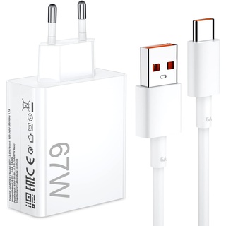 67W USB Ladegerät mit 6A USB C Kabel 1M für Mi Turbo Charge Schnelles Ladegerät für Redmi Note 14 13 12 11 11S 10 10 Pro,für Xiaomi 14T 13T 12S Ultra 12 Lite,Mi 11 Ultra 11i 10T Lite,POCO X7 M6 X6 Pro