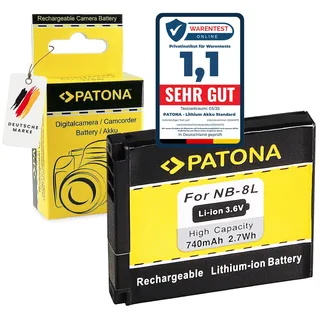 PATONA NB-8L Akku 740mAh Ersatzakku kompatibel mit Canon PowerShot A2200 is A3000 is A3100 is A3150 is A3200 is A3300 is A3350 is A 2200 3000 3100 3150 3200 3300 3350 NB8L NB 8L NB8-L