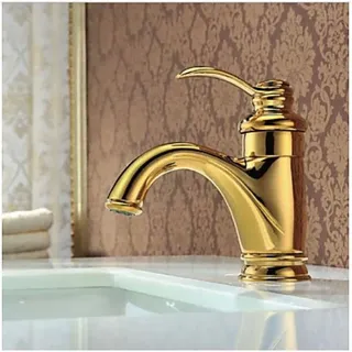 Robinet mitigeur lavabo à poignée unique, finition or