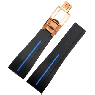 Richie strap 20 mm/21 mm Gummi-Uhrenarmband, Ersatzschnalle, passend für Rolex Yacht Master Oysterflex Submariner GMT Daytona 5513/16800/14060/16610/16613, Blau (rotgoldene Schnalle), 20 mm, Armband