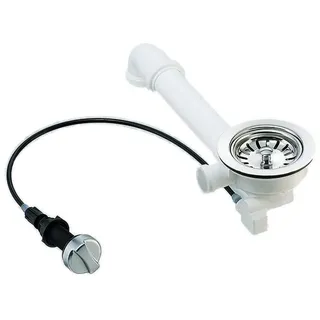 keenberk - Universelle Siebkorb-Ablaufgarnitur mit Dreh-Exzenterventil 3,5 Zoll - Raumschaffer und 1 Zoll Überlauf-Anschluss zum Stecken