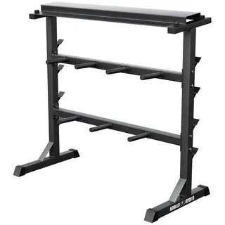 GORILLA SPORTS Kurzhantelständer Hantelscheibenständer in Schwarz/Weiß/Silber, (1-St) schwarz
