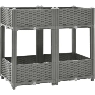 vidaXL Hochbeet, Hochbeet für Garten Balkon Terrasse, Gemüsebeet Pflanzkasten zum Selber Bauen, Blumenbeet Blumenkasten Rattan-Optik, Polypropylen