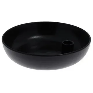 Storefactory - Lidatorp - Kerzenleuchter, Kerzenständer - Farbe: Schwarz glasiert - Keramik - Maße (ØxH): 15 x 5 cm