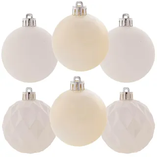 Kadax Weihnachtskugeln aus Kunststoff, Set aus 6 Kugeln, Christbaumkugeln, Weihnachtsbaumkugeln, Baumkugeln, Christbaumschmuck, Weihnachtsdeko (Weiß)