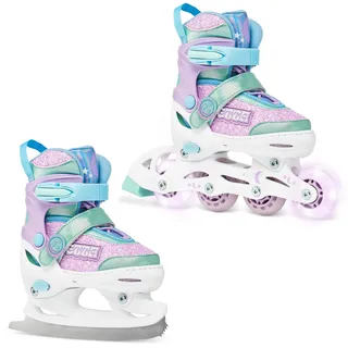 RAVEN 2in1 Schlittschuhe Inline Skates Inliner für Kinder Mädchen verstellbar (Etta Violet, 27-30 (16,5cm-18,5cm))