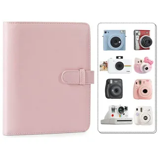 RWEUOQ Fotoalbum mit 256 Taschen, 3 Zoll Film Kleine Fotoalbum Kompatibel(rosa) (mit Fujifilm Instax Mini/Kodak Zink Fotopapier/Polaroid Zink Fotopapier, Mini 3-Zoll-Film Fotobuch aus PU-Leder) rosa