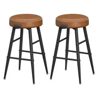 VASAGLE Barhocker, 2er Set, Barhocker, Küchenstühle, Kunstleder, karamellbraun 2 Stück