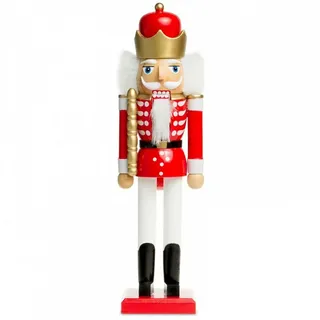 SIKORA NK-A Deko Nussknacker Figur aus Holz Verschiedene Motive 2 Größen, Farbe/Modell:A02 rot - König, Größe:Höhe ca. 38.5 cm