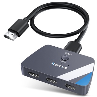 NEWCARE HDMI Switch 3 in 1 Out mit 2.6 ft HDMI Kabel, 4K HDMI Verteiler Umschalter, 3 Port HDMI Switcher Splitter Support Do-lby Atmos HDR10 3D für NS PS5 Xbox Roku TV Fire Stick