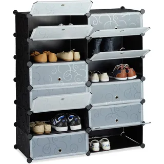 Schuhschrank groß Schuhaufbewahrung Kunststoffschrank 12 Fächer 8,8 kg