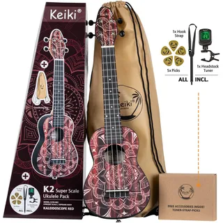 Ortega Guitars Keiki Superscale Ukulele Pack Red Kaleidoscope