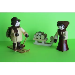 Romy Thiel Figur Holzleute Winter Höhe 6,0cm Natur Neuware Original aus dem Erzgebirge