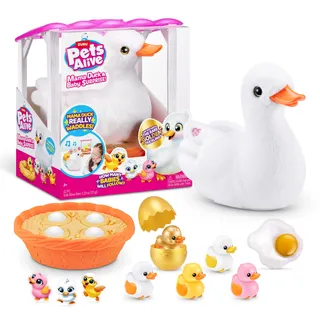 Pets Alive Mama Duck & Baby Surprise von ZURU Fürsorgliches Spielen Überraschung Schlüpfen Interaktiv Mädchen Spielzeug, Pink