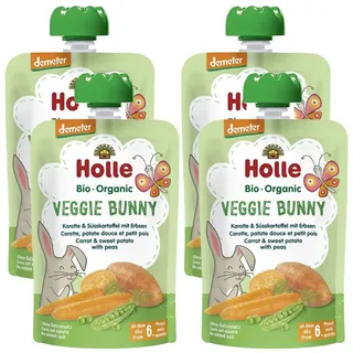 Holle Veggie Bunny Karotte-Süßkartoffel-Erbsen 4er Set 4x100 g Trinklösung