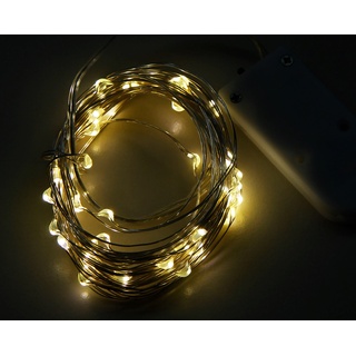 McShine LED Draht-Lichterkette McShine Micro 50 LEDs warmweiß, Batteriebetrieb