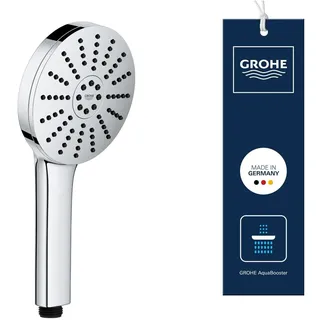 Grohe Vitalio Joy+ 120, wassersparender Duschkopf mit Boost-Funktion für mehr Strahlpower, 8l pro Min (Handbrause mit 3 Strahlarten inkl. AquaBooster, Universalanschluss), chrom, 1348640000
