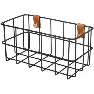 Rayher 25187576 Drahtkorb, 16,5 x 8 x 8 cm, schwarz, Wandregal, Metallregal, Aufbewahrungsbox, Gitterregal